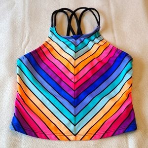 ART CLASS Neon Striped Tankini Top Youth XS(4/5)